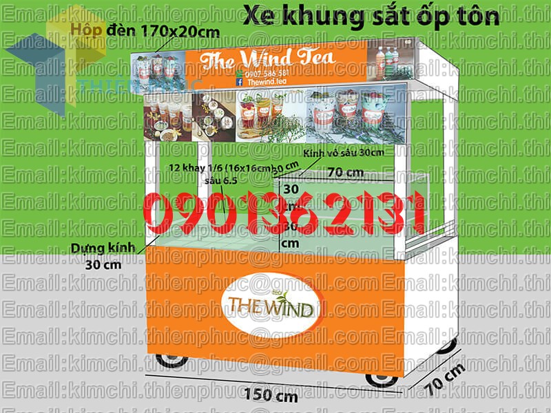 thiết kế xe đẩybán trà sữa